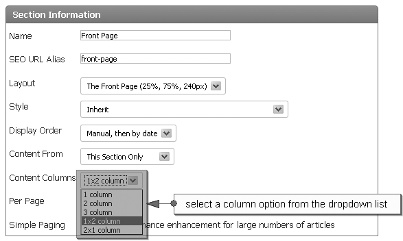 Section Content Layout